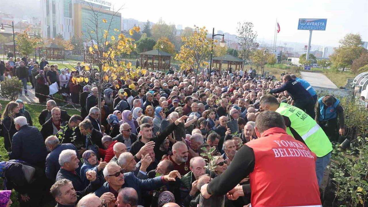 Trabzon Yomra'da Elma ve Armut Fidanları İçin Yarış Oldu