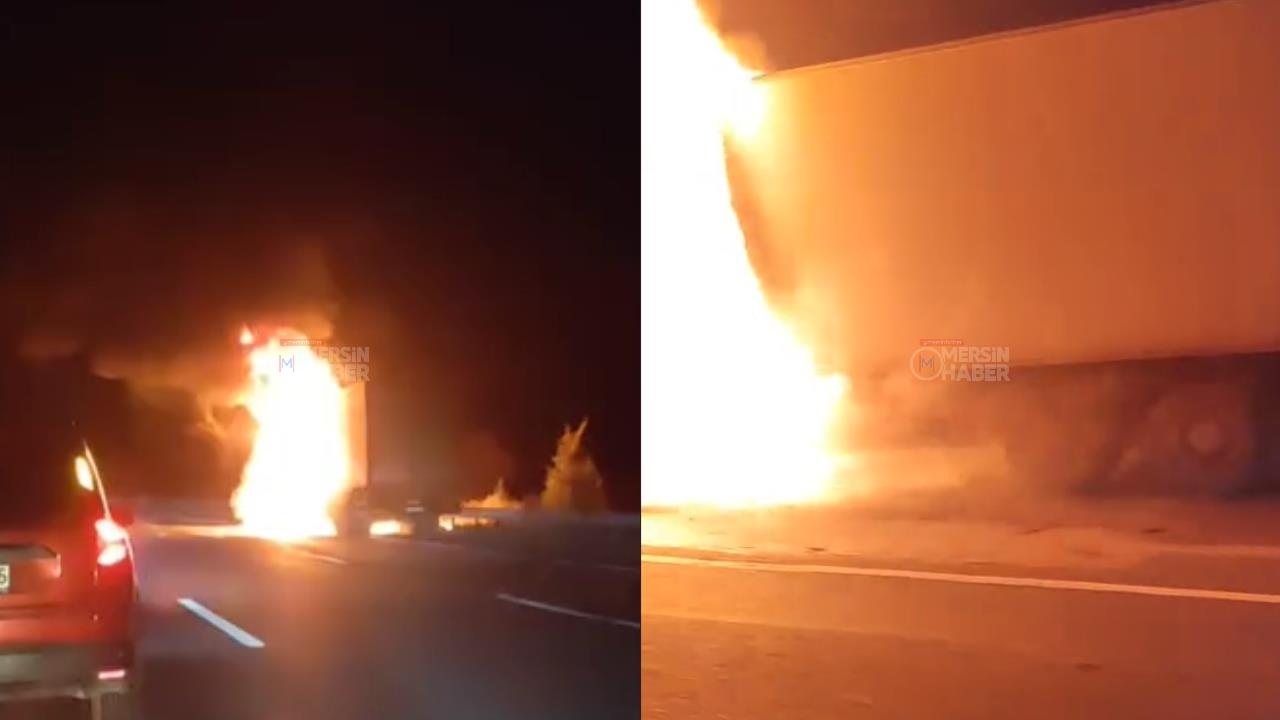 Tarsus-pozantı Otoyolu'nda Seyir Halindeki TIR Alev Aldı