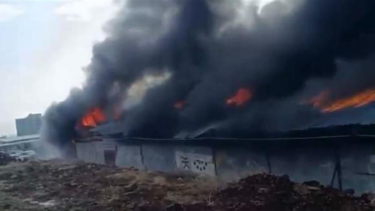 Gaziantep Nurdağı'nda Şantiyede Meydana Gelen Yangına İtfaiye Müdahale Etti
