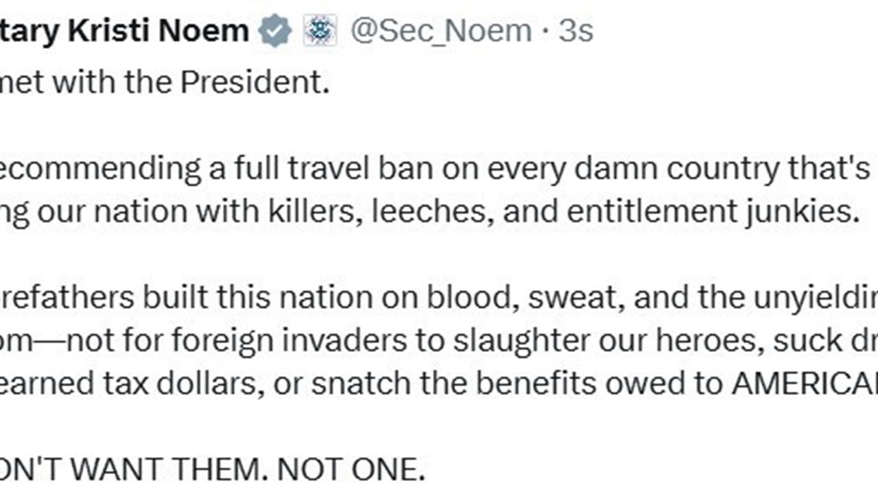 ABD İç Güvenlik Bakanı Kristi Noem, Seyahat Yasağı Önerdi