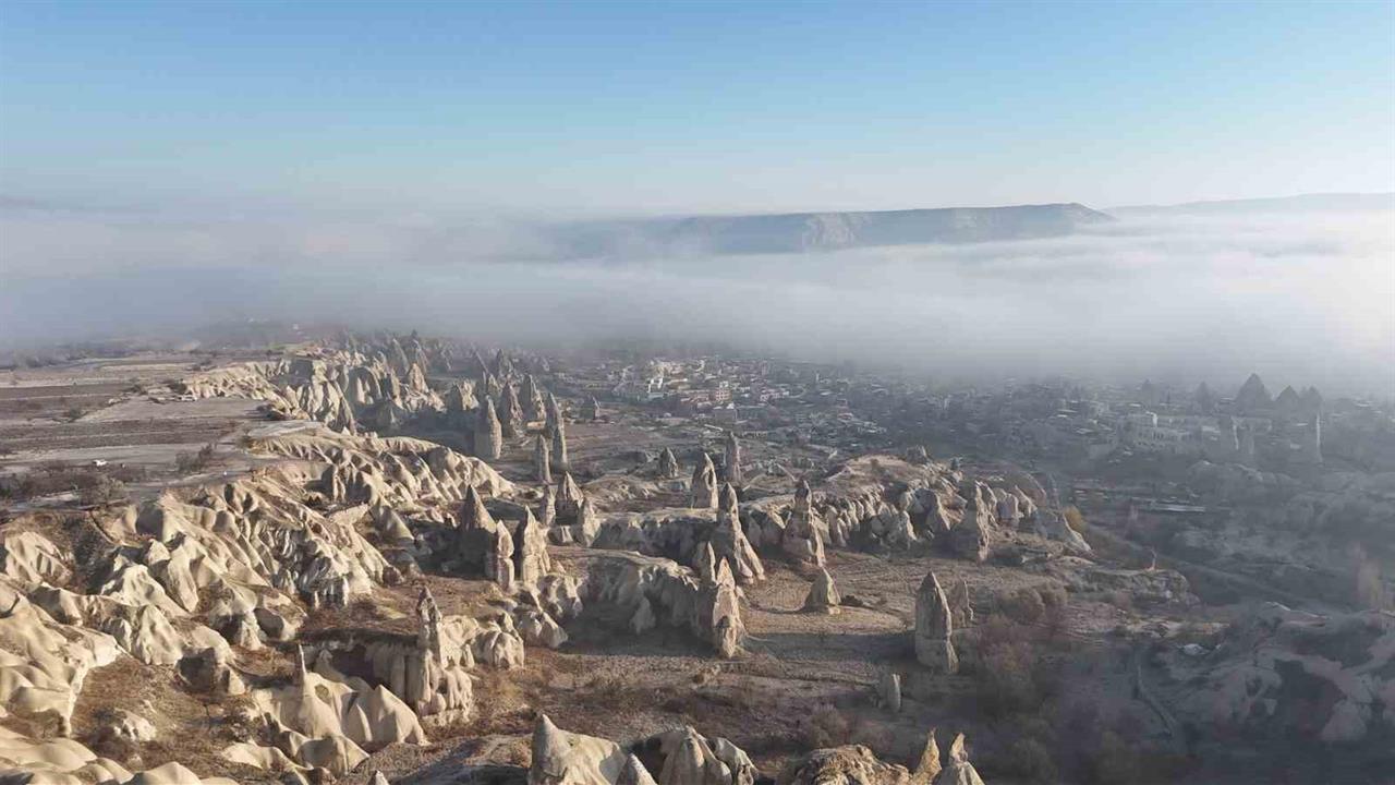 Nevşehir Kapadokya'da Sabah Saatlerinde Görüş Mesafesi Düşmüştür