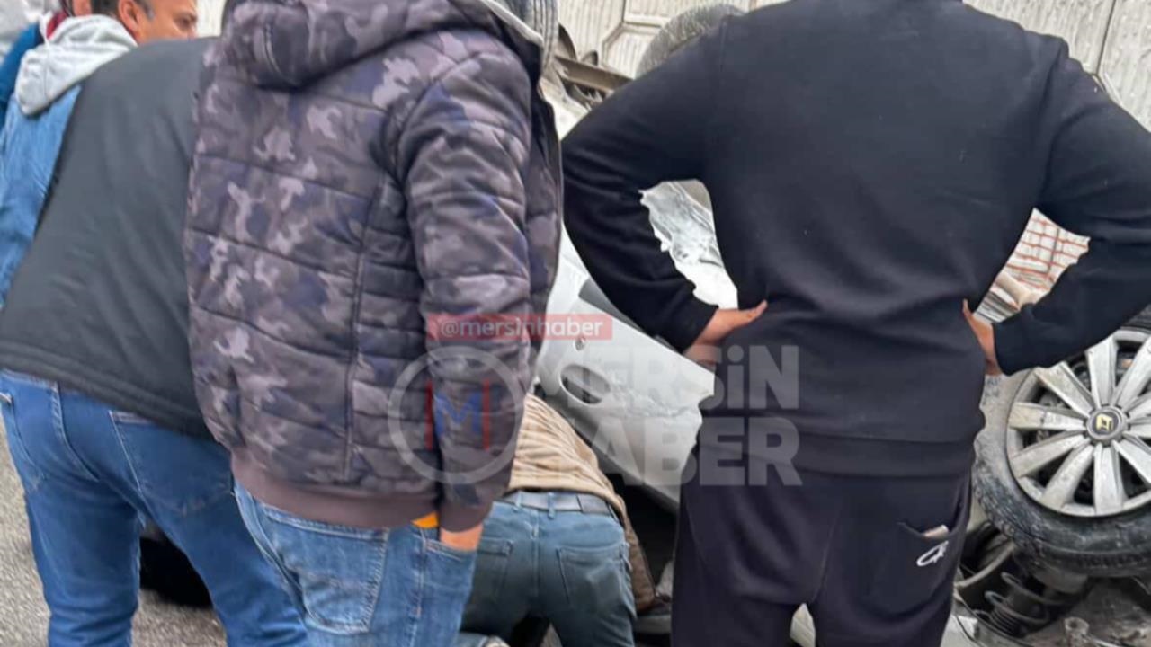 Kocahasanlı'da Araç Ters Döndü! Mersin Erdemli Kocahasanlı Mevkiinde Trafik Kazası