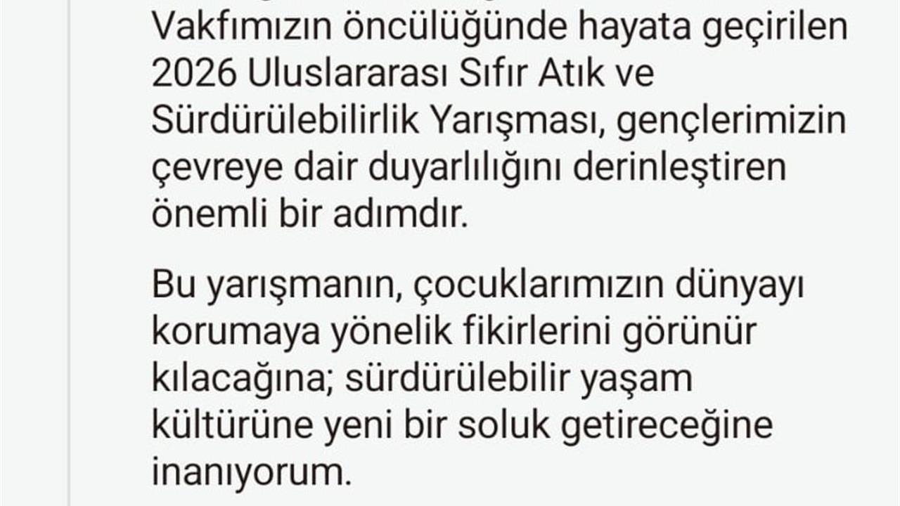 Emine Erdoğan, 2026 Uluslararası Sıfır Atık Yarışması'na dair önemli açıklamalarda bulundu.