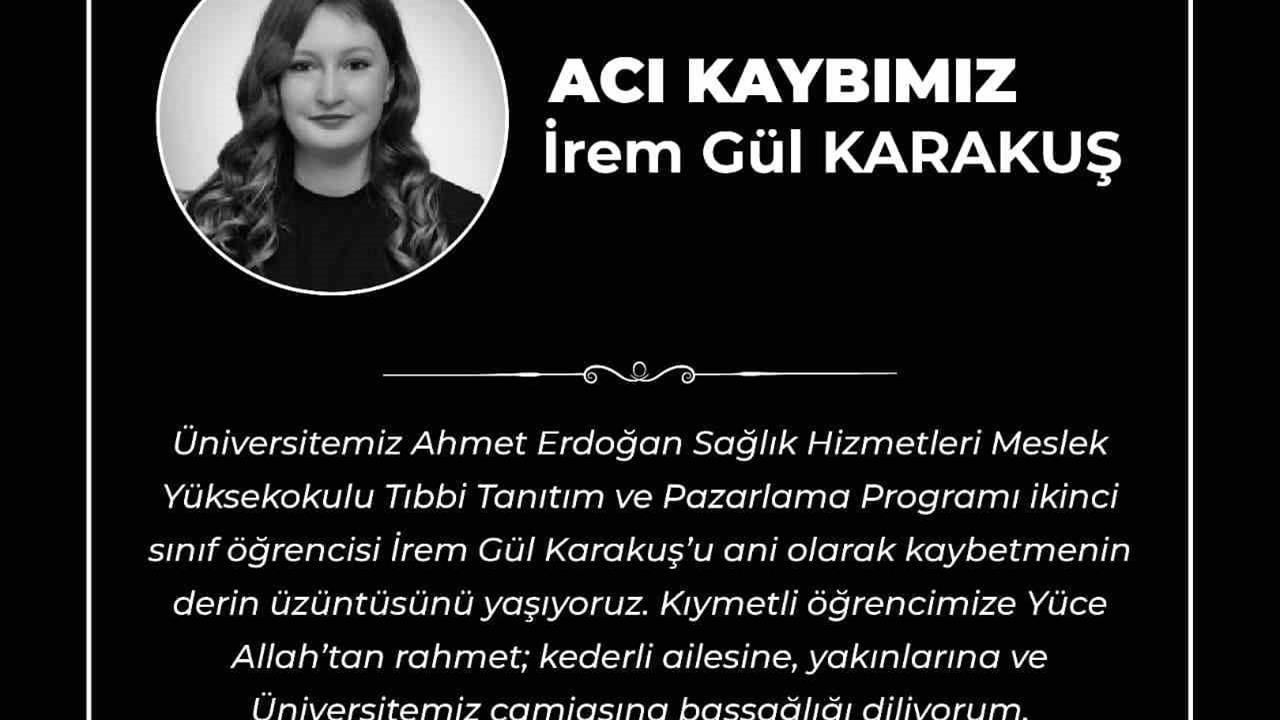 Zonguldak Kozlu'da Yurdun 9. Katından Düşen Üniversite Öğrencisi İrem Gül Karakuş, Hastanede Kurtarılamadı.
