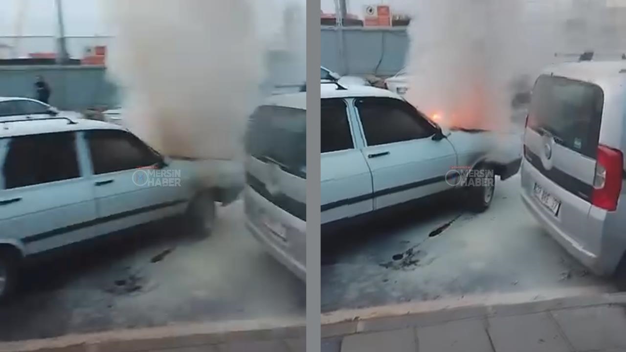 Mersin Limanı Civarında Araç Yangını: Çevredeki Hiçbir Araçtan Söndürme Tüpü Çıkmayınca Vatandaş İsyan Etti!