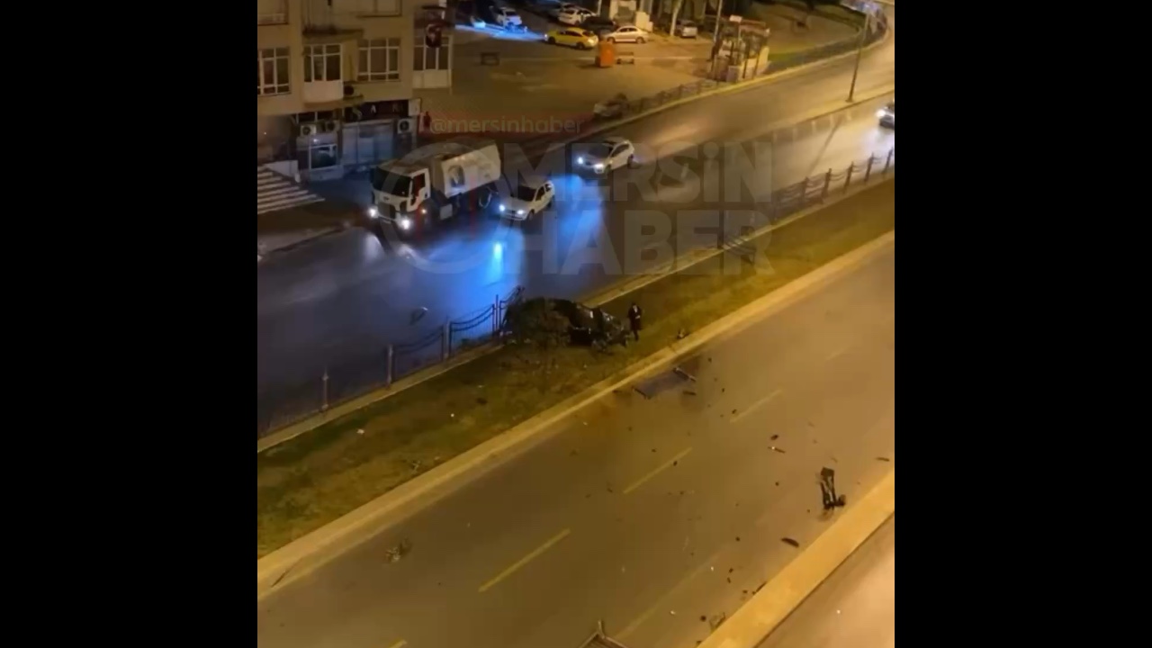 Mersin Yenişehir Tulumba Kavşağında Gece Kaza