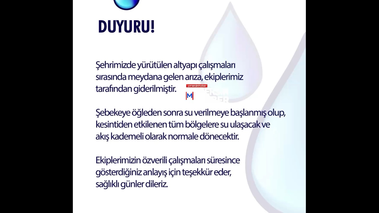 Mersin'de MESKİ Su Verilmeye Başladı, İşte Videolar